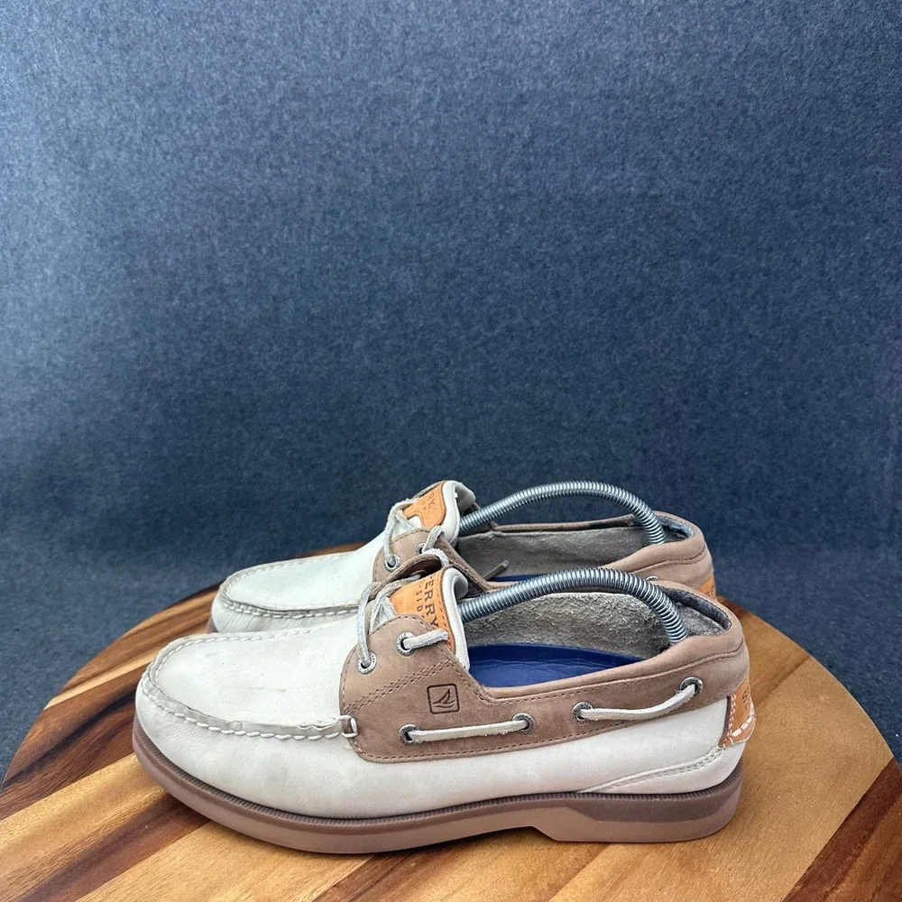 Sperry Top Sider Mako Collection Boat Shoes Mens Size 10 Oyster Taupe Leather